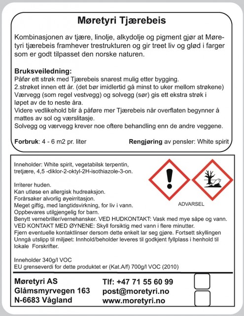 Tjærebeis Produktmerking