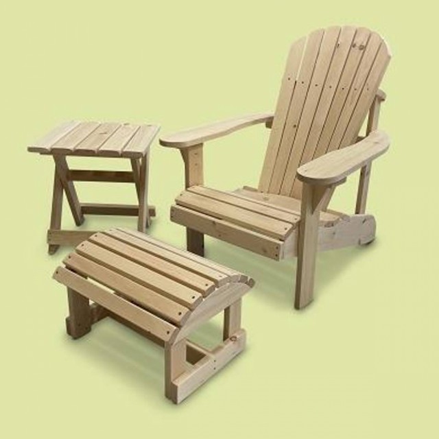Hampton Adirondack Fotskammel - Kanadisk Furu med stol og bord
